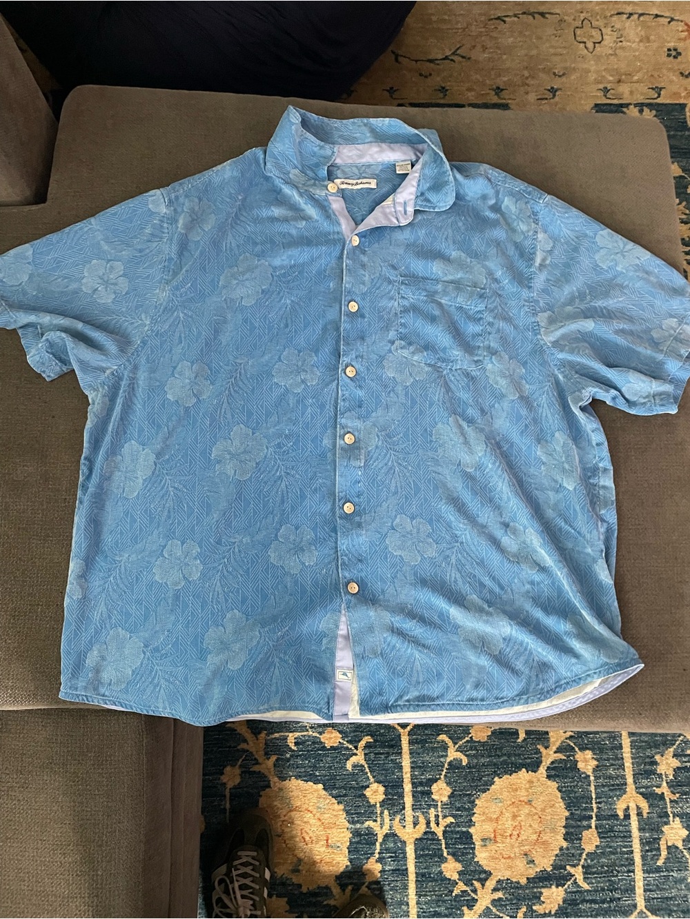 Tommy Bahama Light Blue Floral Short-Sleeve Button-Down Shirt